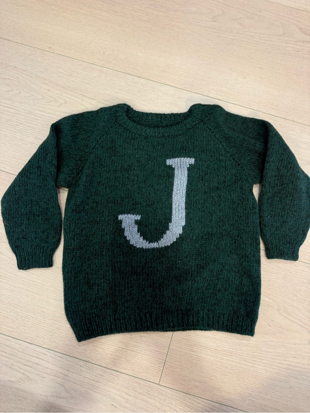 Harry Potter Kids Green Slytherin Sweater with Gray 'J' Initial | 3T
